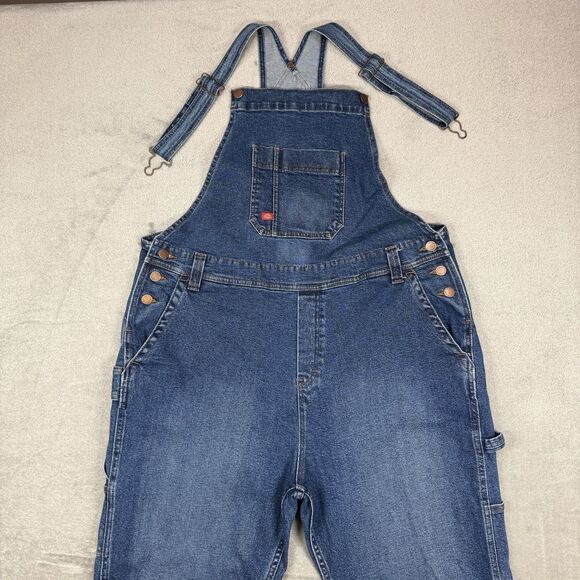 VTG Dickies Women’s XL Bib Overall Denim Relaxed Carpenter Medium Wash Workwear - Picture 1 of 14